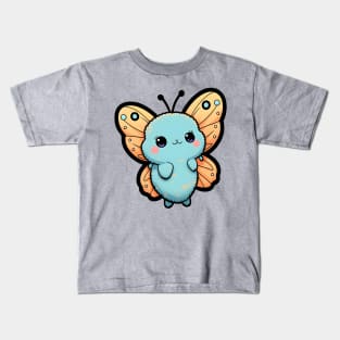 Blue fluffy moth Kids T-Shirt